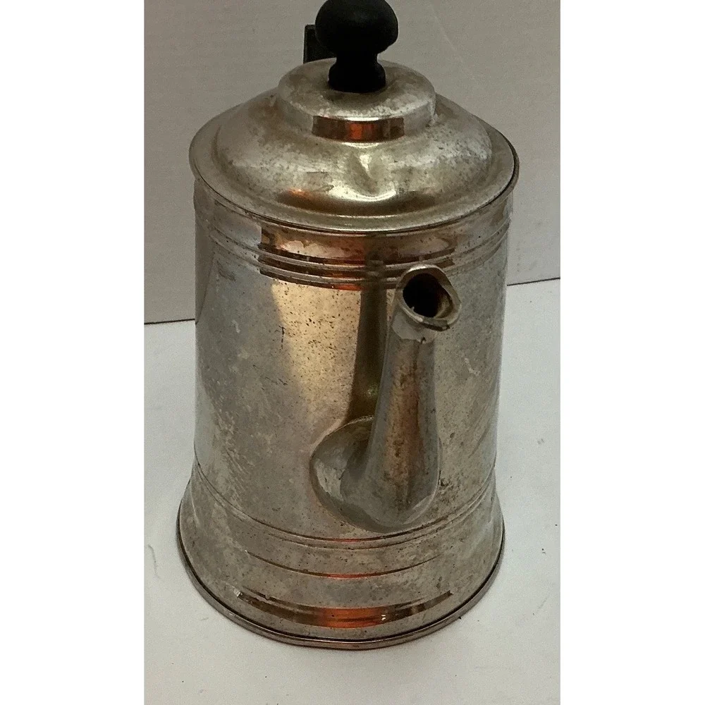 Vintage Coffee Percolator Stovetop Pot Silver Tone Metal Farmhouse